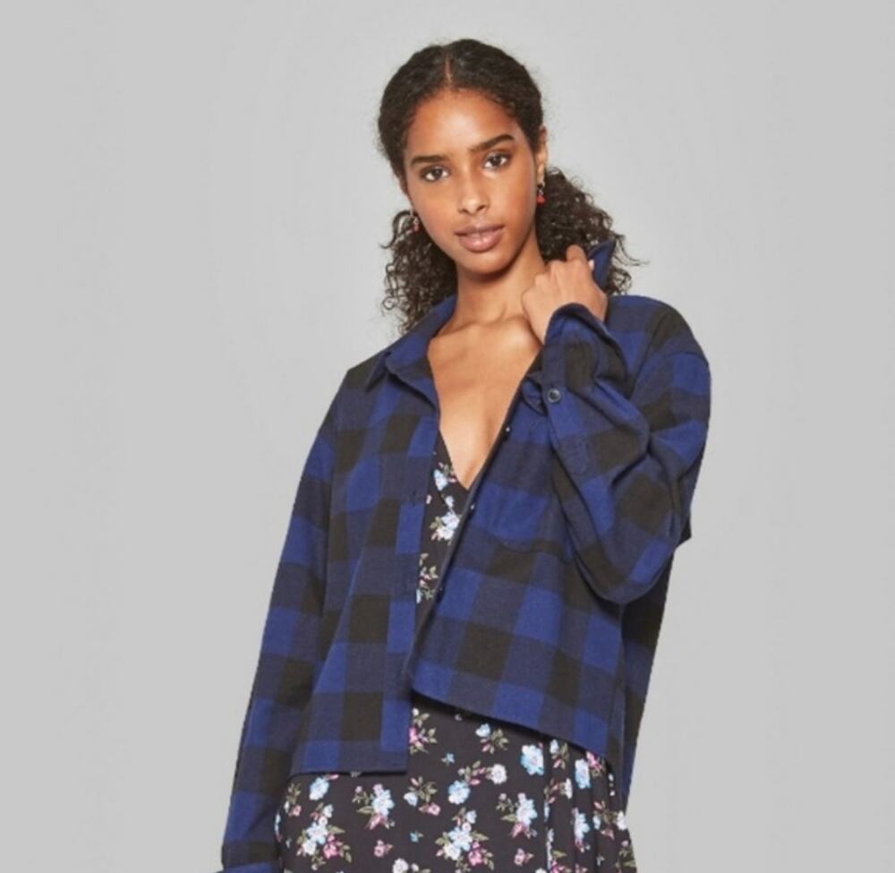 NEW Wild Fable buffalo blue flannel